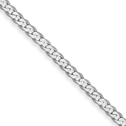 20 Inch 14K White Gold 2.2mm Flat Beveled Curb Chain Necklace