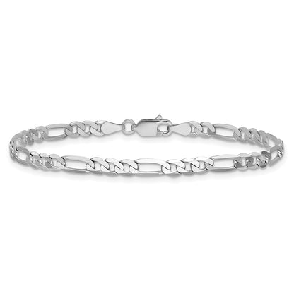 9 Inch 14K Wg 4mm Flat Figaro Chain Anklet