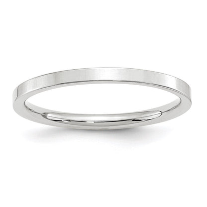 10k White Gold 2mm Standard Weight Flat Comfort Fit Wedding Band Ring