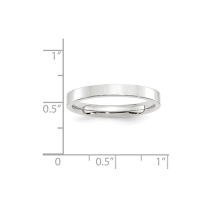 18k White Gold 3mm Standard Weight Flat Comfort Fit Wedding Band Ring