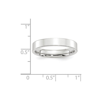 18k White Gold 4mm Standard Weight Flat Comfort Fit Wedding Band Ring