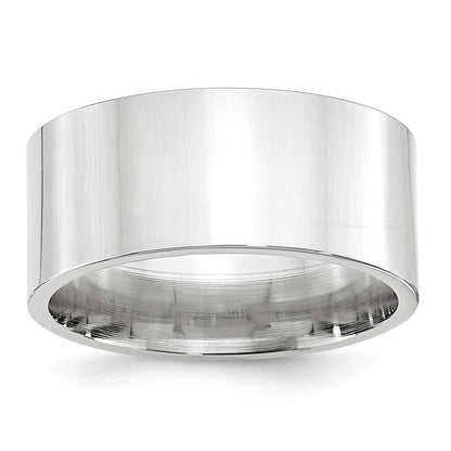 18k White Gold 10mm Standard Weight Flat Comfort Fit Wedding Band Ring