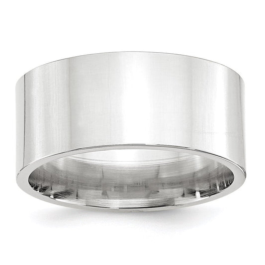 10k White Gold 10mm Standard Weight Flat Comfort Fit Wedding Band Ring
