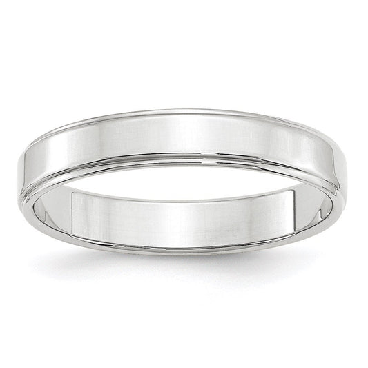 14k White Gold 4mm Flat with Step Edge Wedding Band Ring