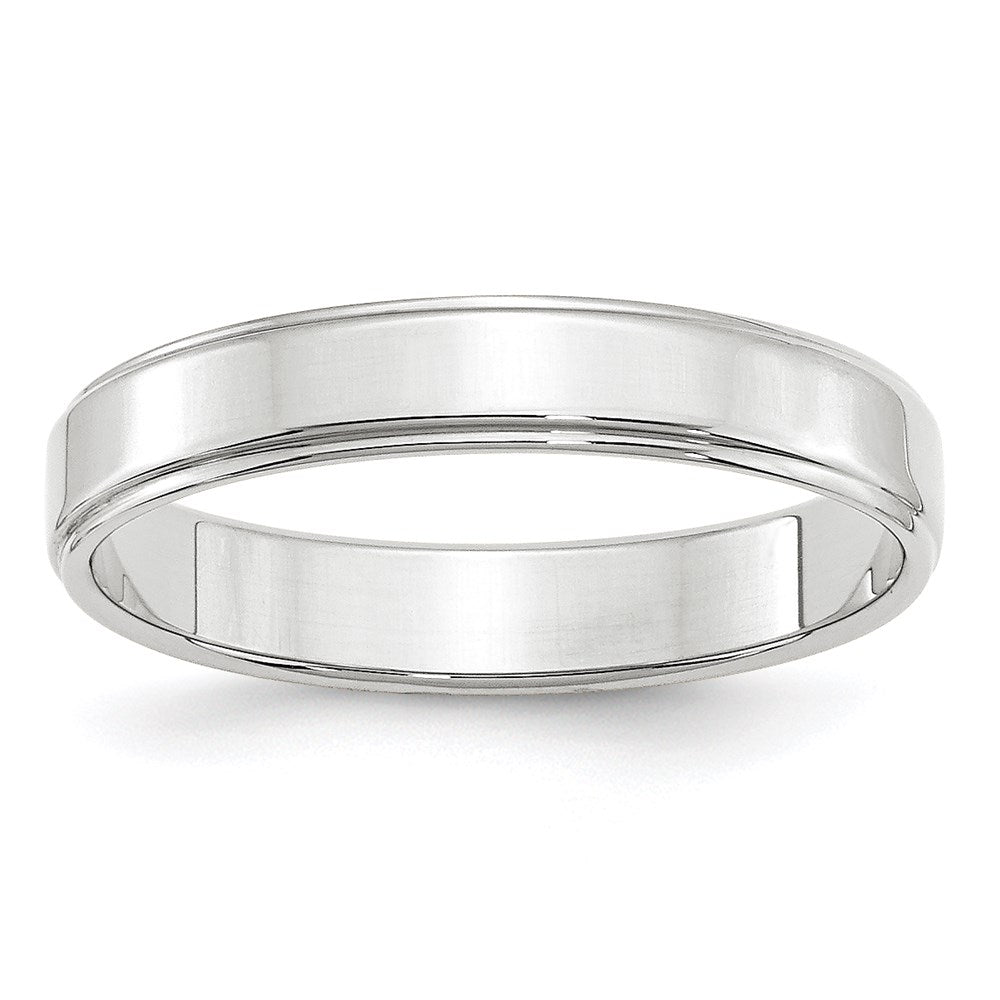 10k White Gold 4mm Flat with Step Edge Wedding Band Ring
