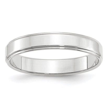 10k White Gold 4mm Flat with Step Edge Wedding Band Ring