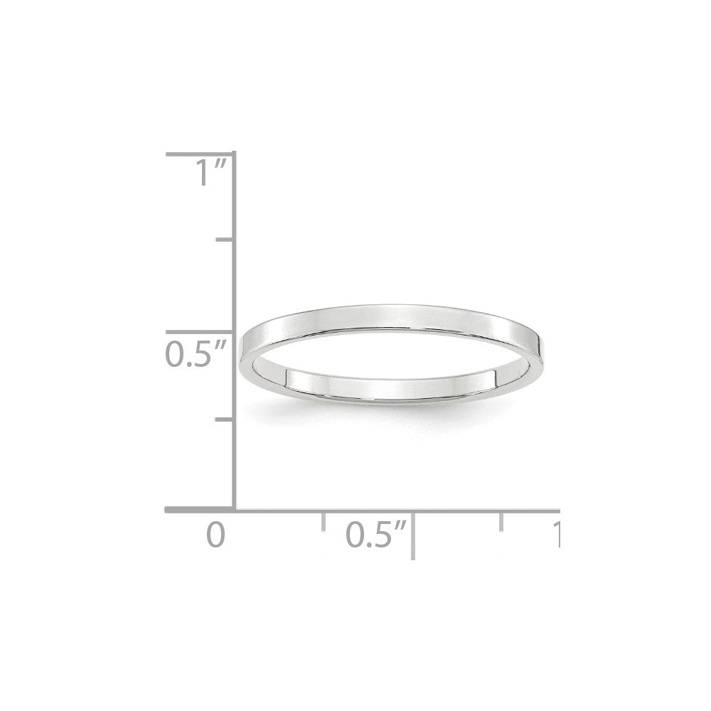 18k White Gold 2mm Lightweight Flat Wedding Band Ring