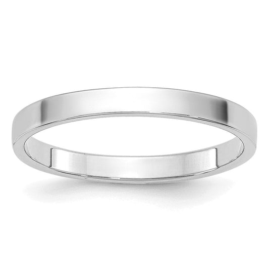 14k White Gold 2mm Lightweight Flat Wedding Band Ring