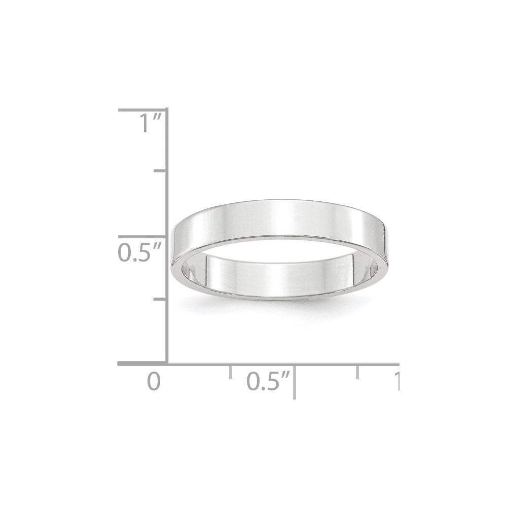 18k White Gold 4mm Lightweight Flat Wedding Band Ring