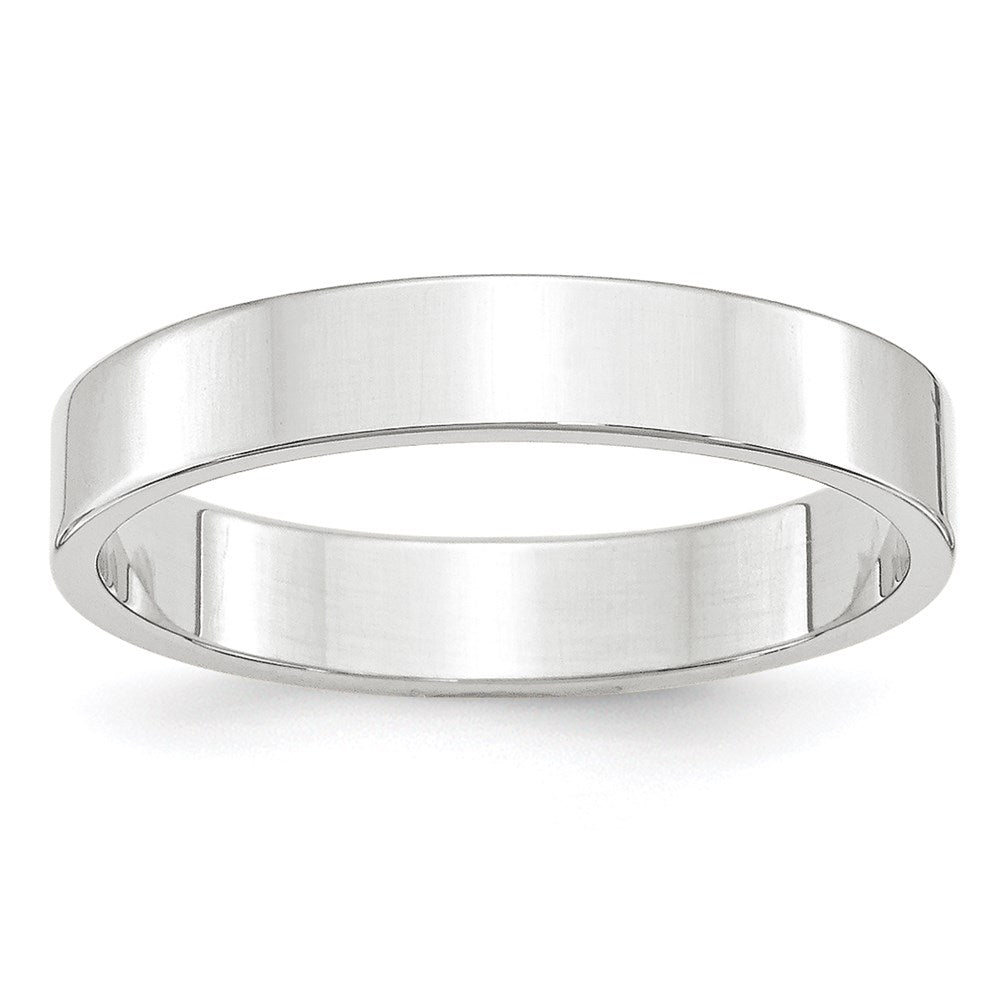 18k White Gold 4mm Lightweight Flat Wedding Band Ring