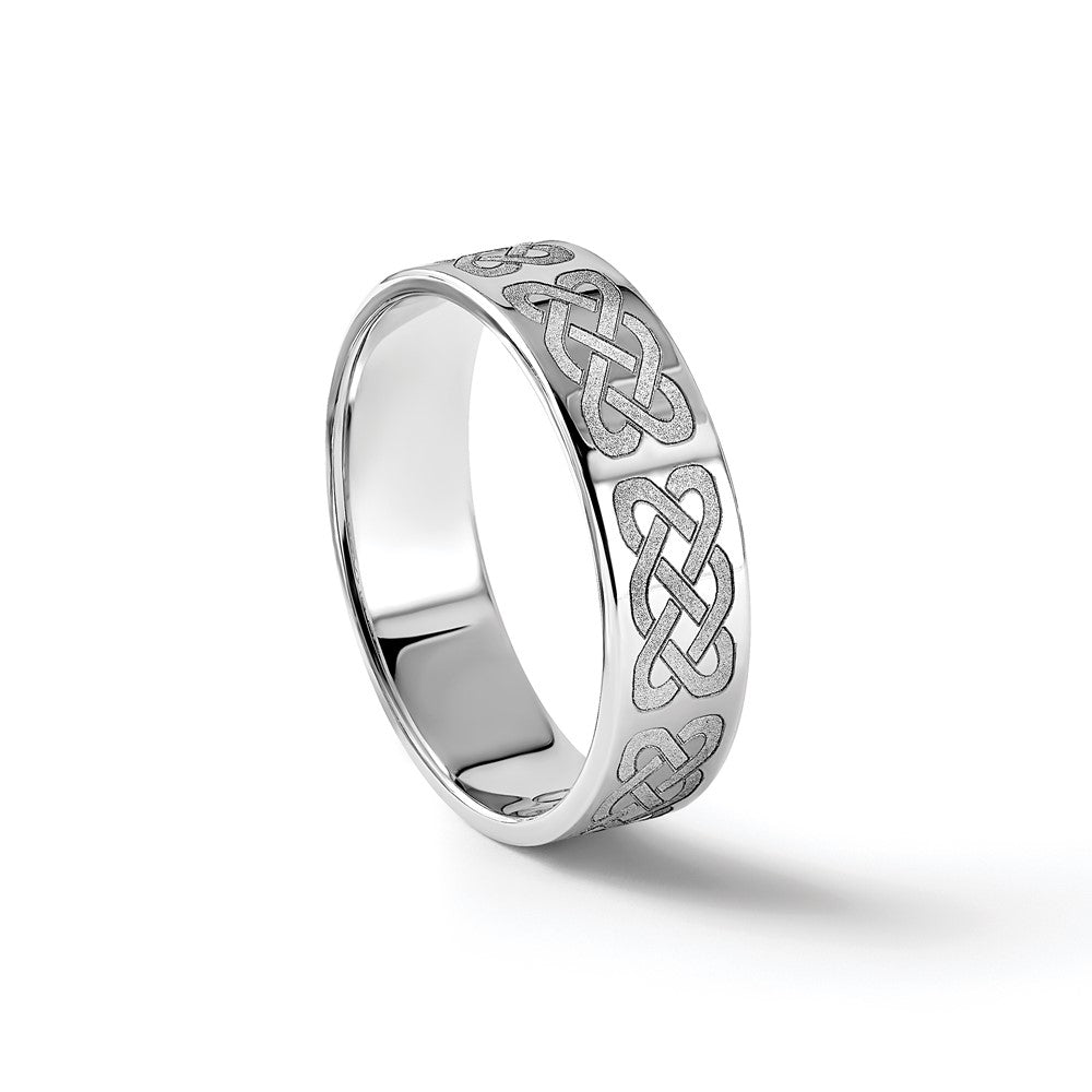 18k White Gold 6mm Lightweight Flat Wedding Band Ring