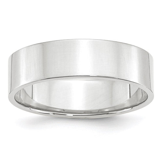 18k White Gold 6mm Lightweight Flat Wedding Band Ring