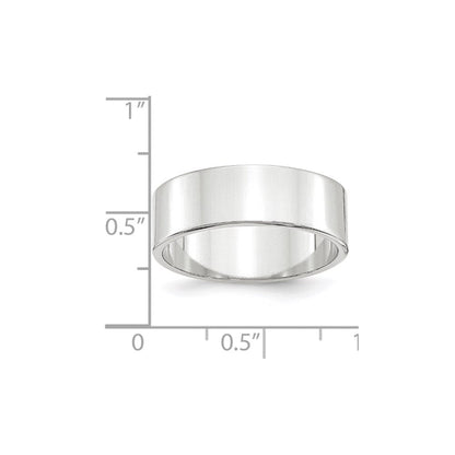 14k White Gold 7mm Lightweight Flat Wedding Band Ring