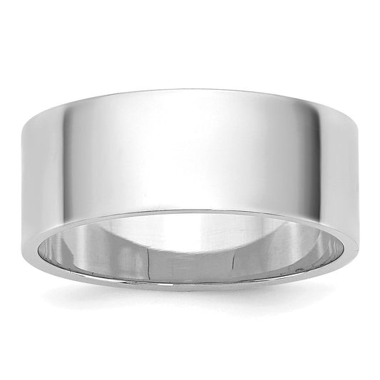 18k White Gold 7mm Lightweight Flat Wedding Band Ring