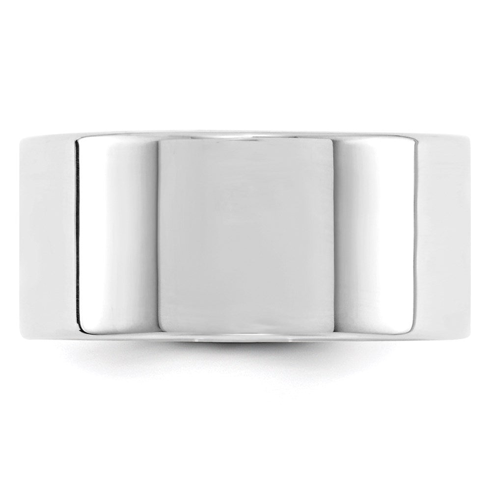 10k White Gold 10mm Lightweight Flat Wedding Band Ring