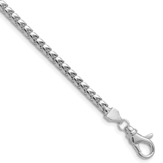 14K White Gold 26 Inch 3mm Franco With Fancy Lobster Clasp Chain Necklace