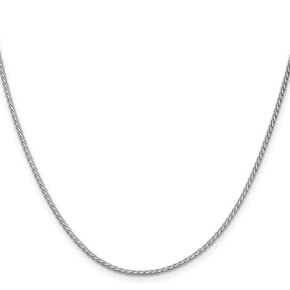 14K White Gold 16 Inch 1.9mm Flat Wheat With Lobster Clasp Chain Necklace