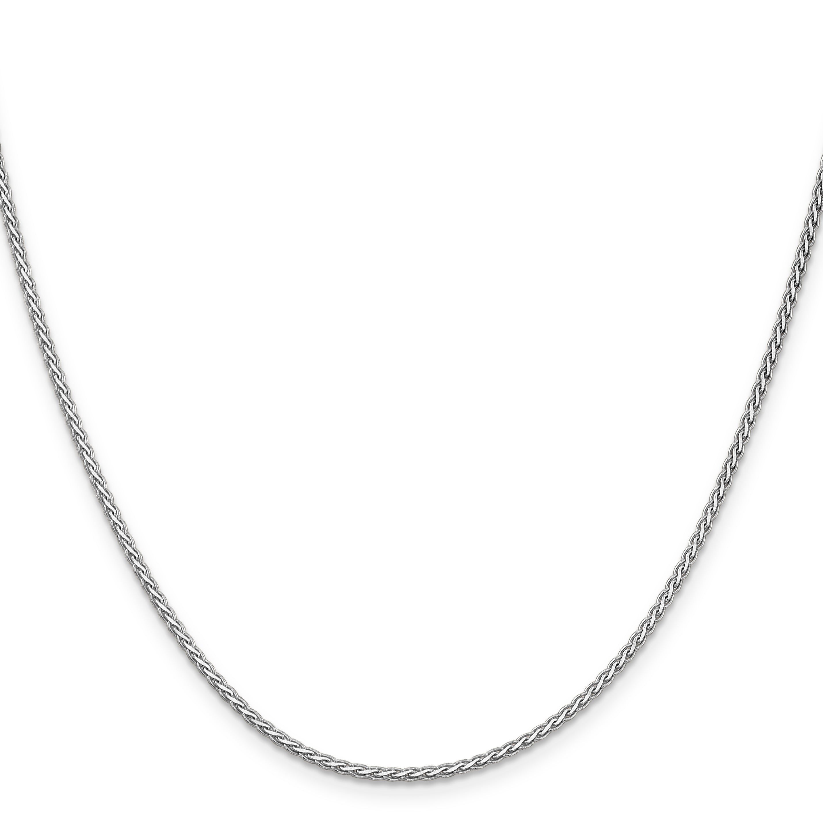 14K White Gold 20 Inch 1.9mm Flat Wheat With Lobster Clasp Chain Necklace