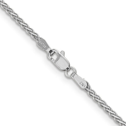 14K White Gold 16 Inch 1.9mm Flat Wheat With Lobster Clasp Chain Necklace