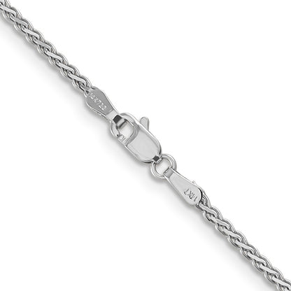 14K White Gold 18 Inch 1.9mm Flat Wheat With Lobster Clasp Chain Necklace