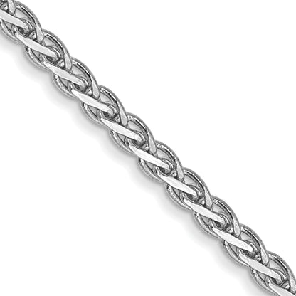 14K White Gold 24 Inch 1.9mm Flat Wheat With Lobster Clasp Chain Necklace