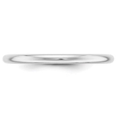 18k White Gold 2mm Half-Round Wedding Band Ring