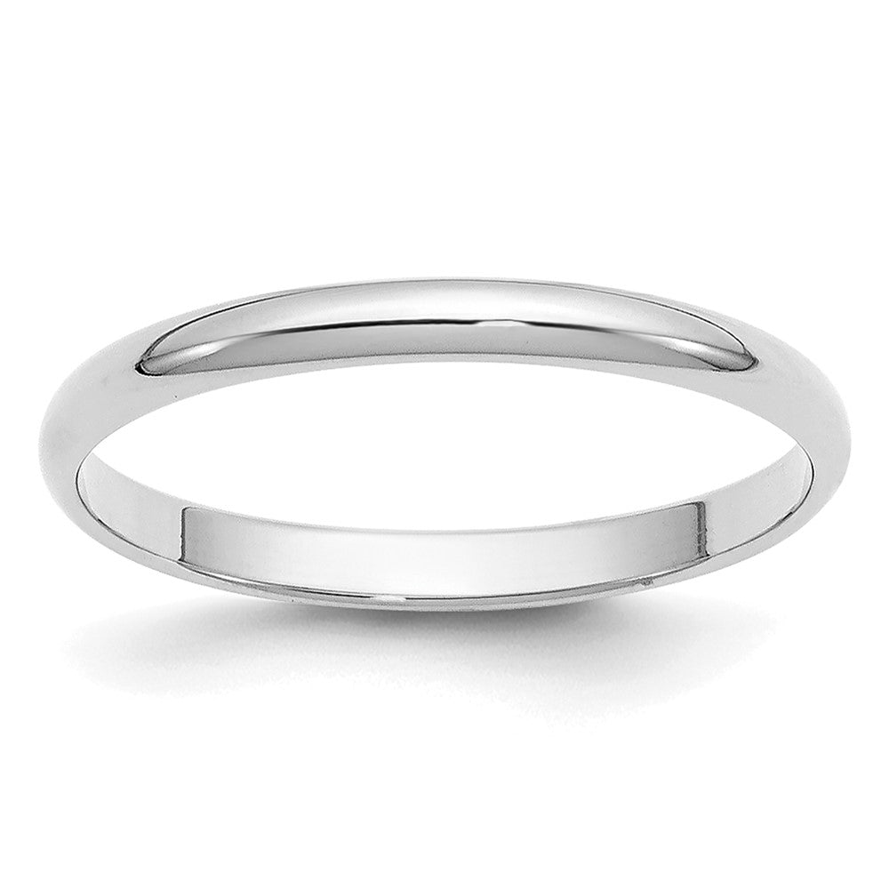 14k White Gold 2mm Half-Round Wedding Band Ring
