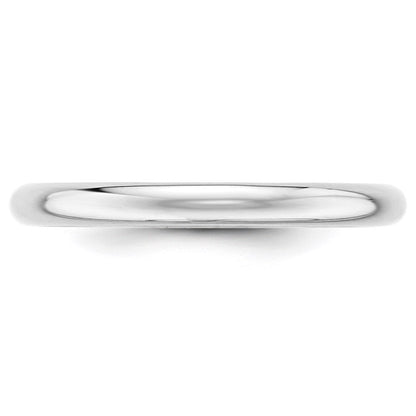 10k White Gold 2.5mm Half Round Wedding Band Ring