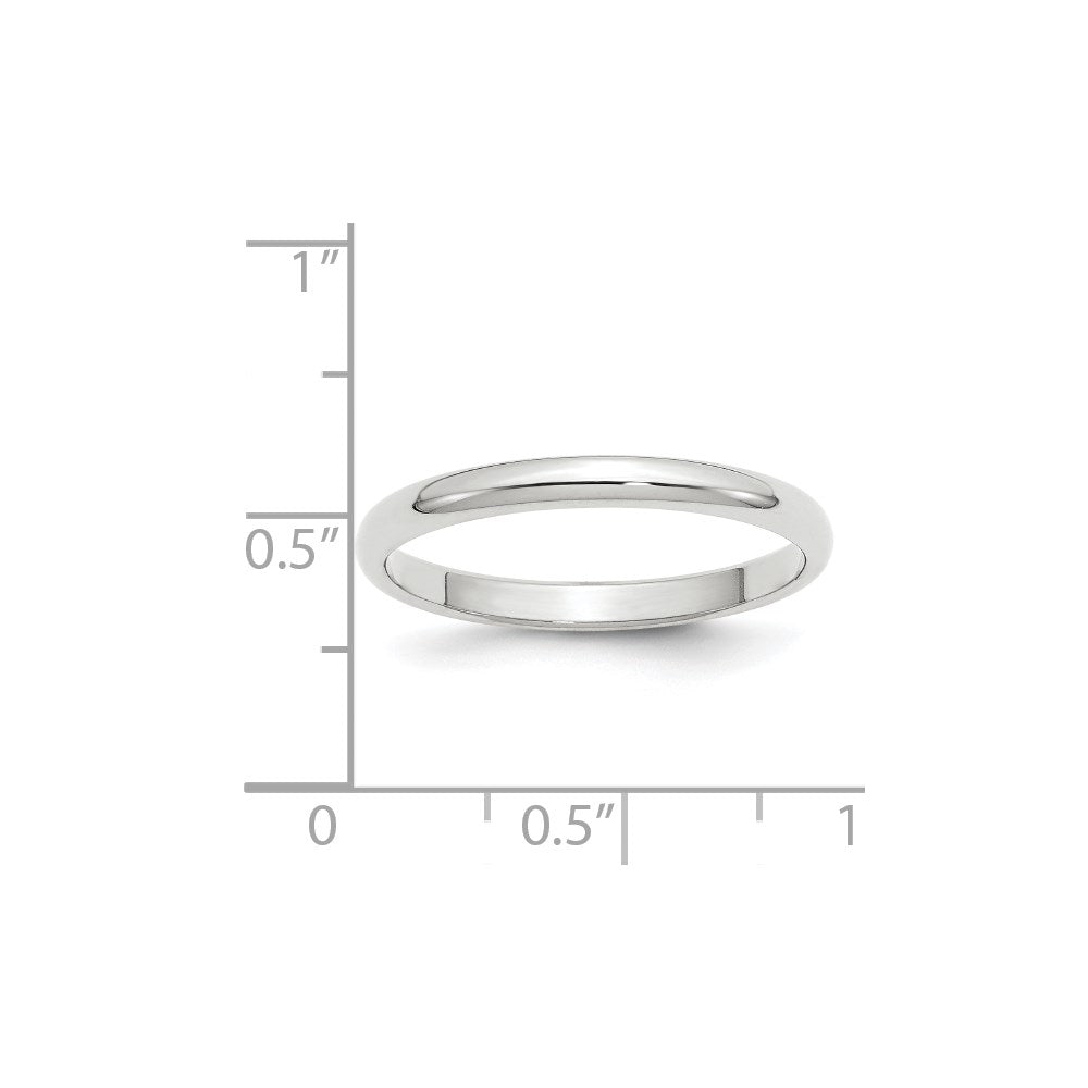 10k White Gold 2.5mm Half Round Wedding Band Ring