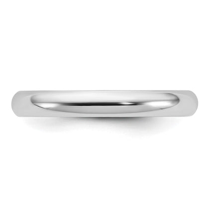 10k White Gold 3mm Half Round Wedding Band Ring