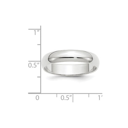 14k White Gold 5mm Half-Round Wedding Band Ring