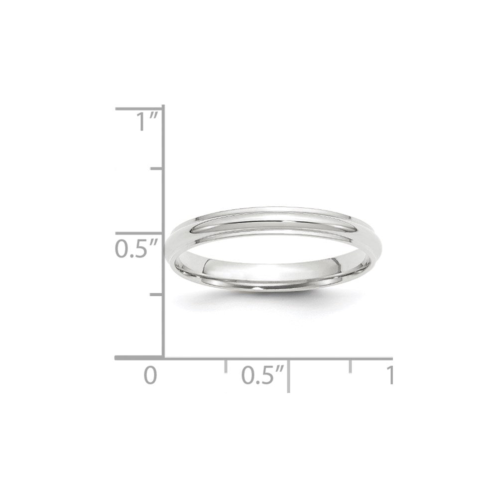 18k White Gold 3mm Half Round with Edge Wedding Band Ring