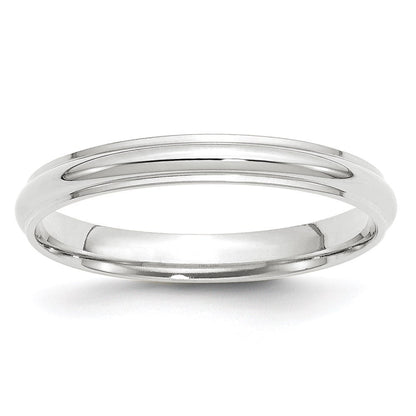 10k White Gold 3mm Half Round with Edge Wedding Band Ring