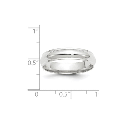18k White Gold 5mm Half Round with Edge Wedding Band Ring