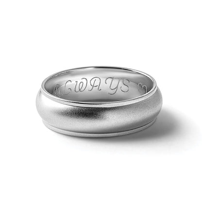 14k White Gold 6mm Half Round with Edge Wedding Band Ring