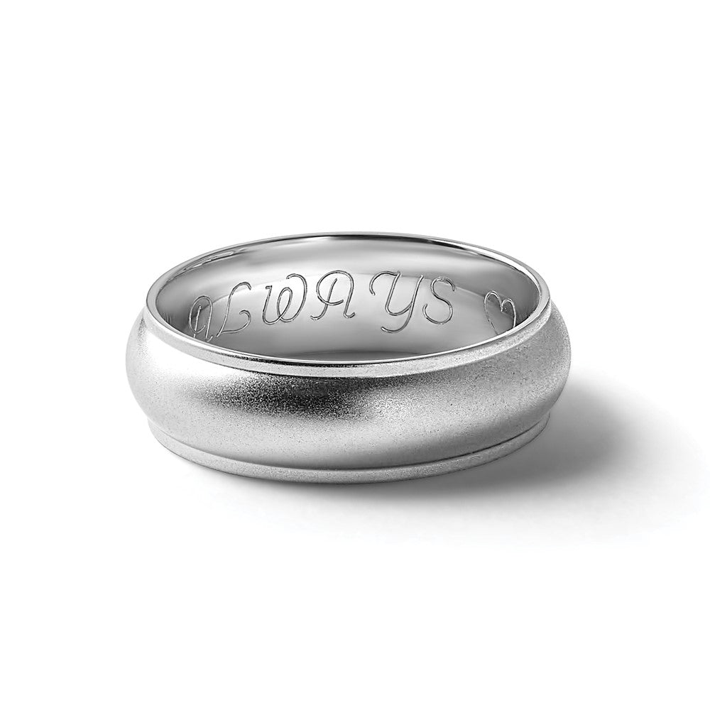 18k White Gold 6mm Half Round with Edge Wedding Band Ring