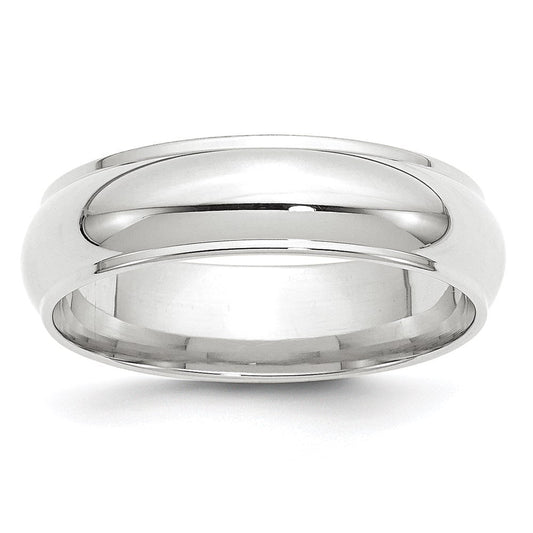 14k White Gold 6mm Half Round with Edge Wedding Band Ring