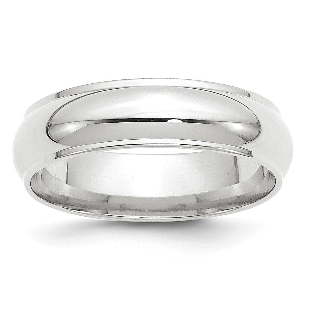 18k White Gold 6mm Half Round with Edge Wedding Band Ring
