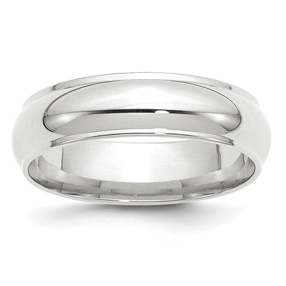 18k White Gold 6mm Half Round with Edge Wedding Band Ring