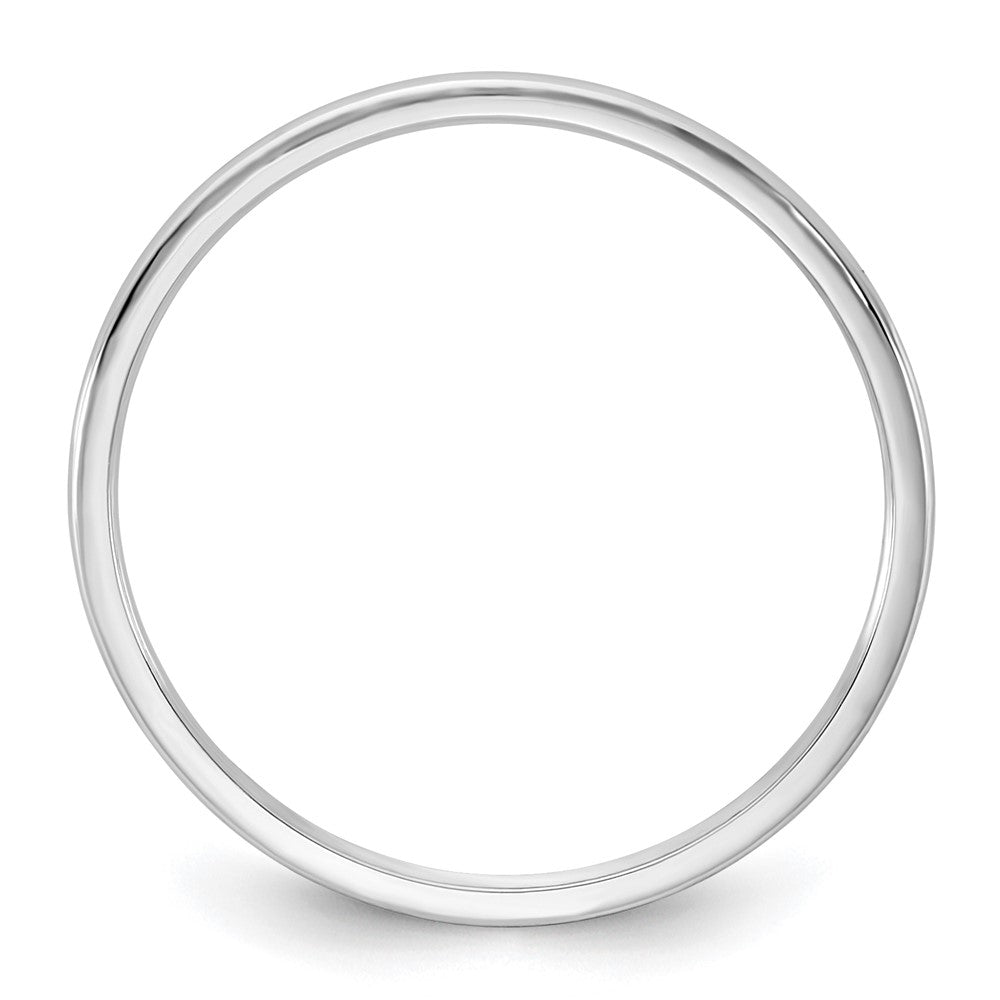 10K White Gold 10Kw 1mm Lightweight Half Round Band Size 6