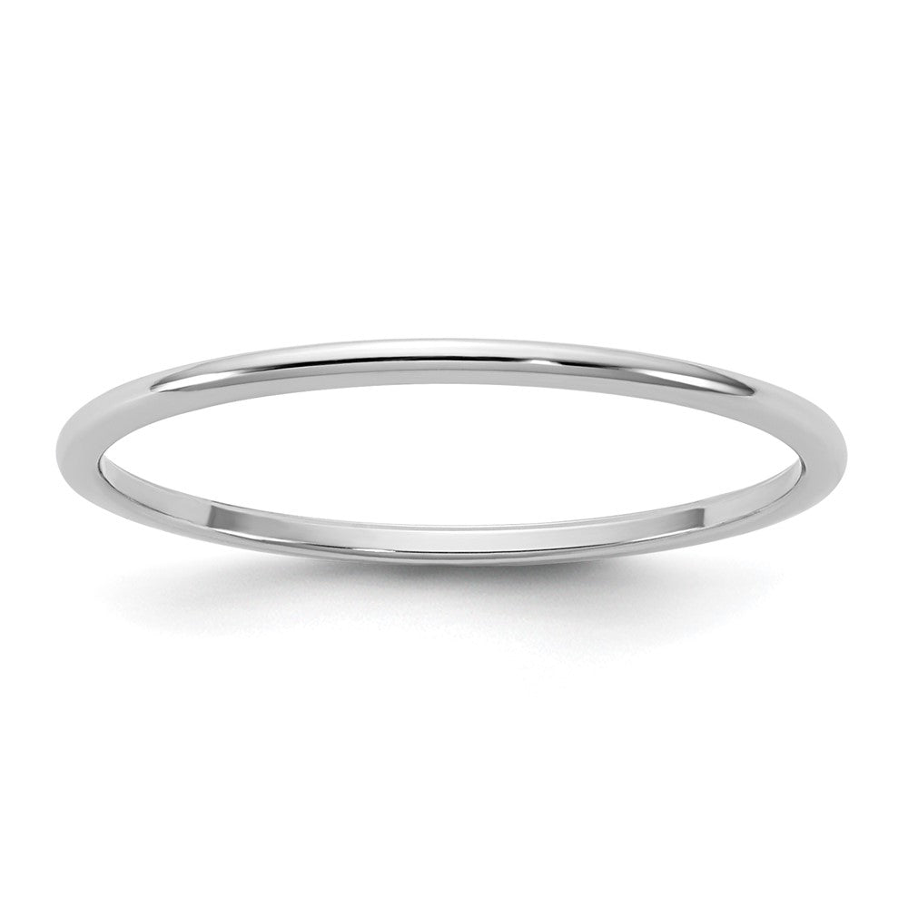 10K White Gold 10Kw 1mm Lightweight Half Round Band Size 6