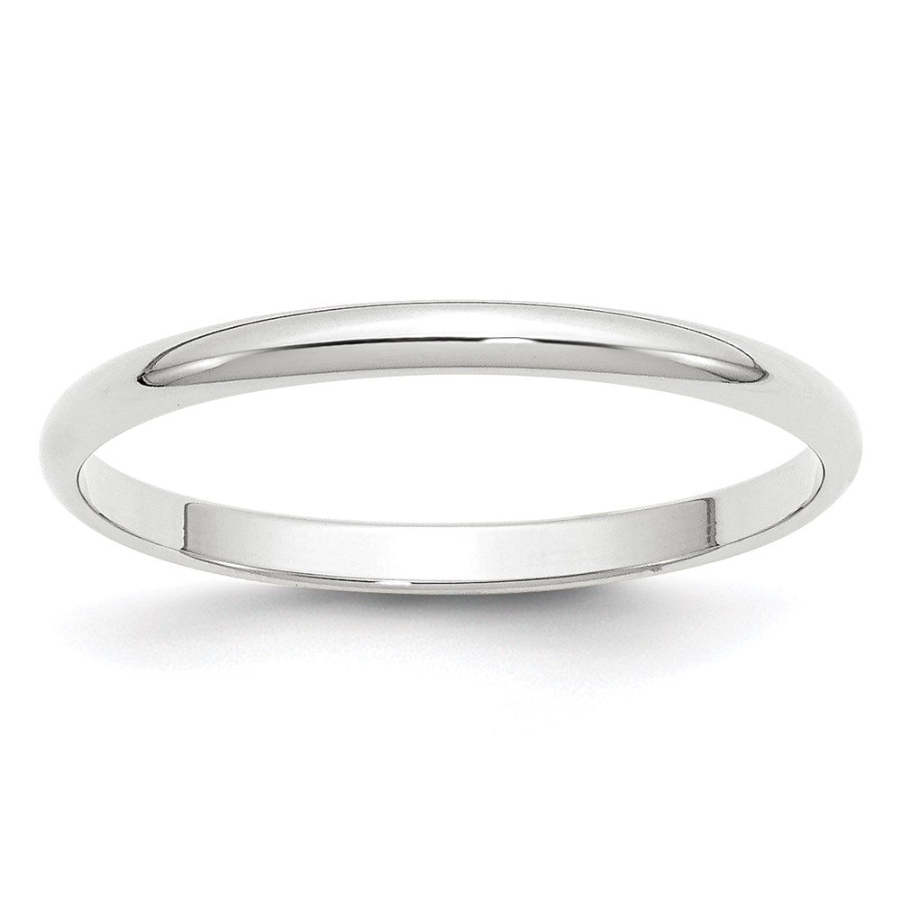 10K White Gold 2mm Lightweight Half Round Wedding Band Size 5
