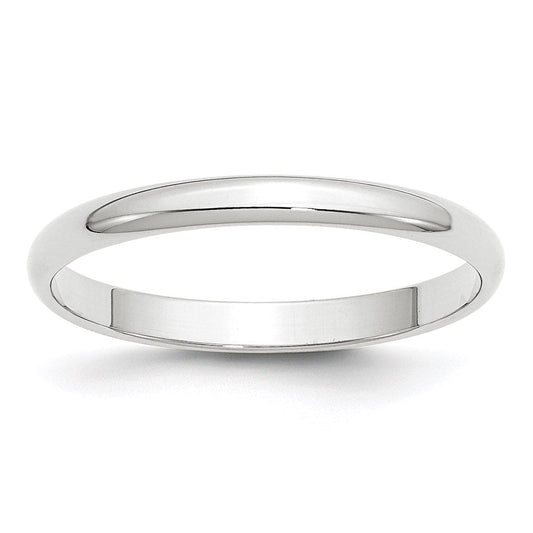 18k White Gold 2.5mm Lightweight Half Round Wedding Band Ring