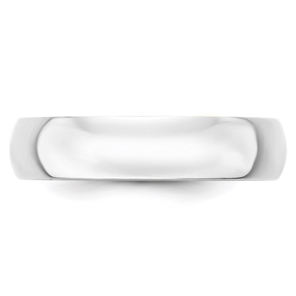 14k White Gold 5mm Lightweight Half Round Wedding Band Ring