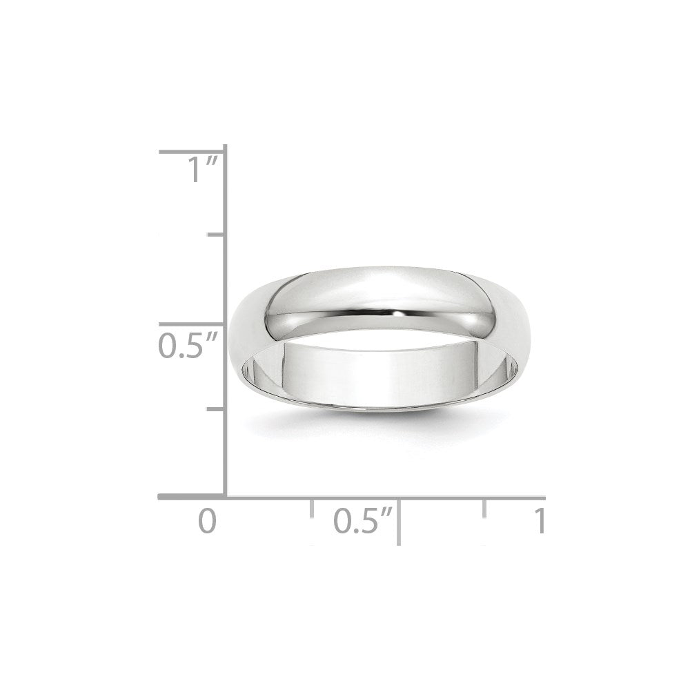 18k White Gold 5mm Lightweight Half Round Wedding Band Ring