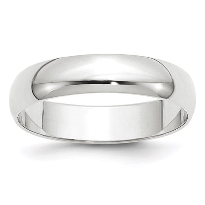 18k White Gold 5mm Lightweight Half Round Wedding Band Ring