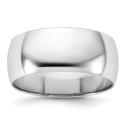 14k White Gold 8mm Lightweight Half Round Wedding Band Ring