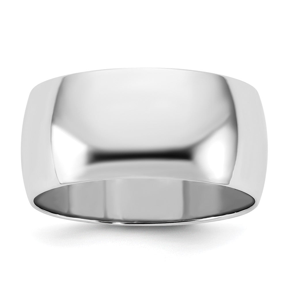 10K White Gold 10Kw 9mm Lightweight Half Round Band Size 12.5