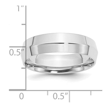 10k White Gold 6mm Knife Edge Comfort Fit Wedding Band Ring