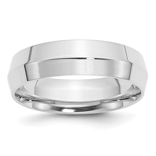 10k White Gold 6mm Knife Edge Comfort Fit Wedding Band Ring